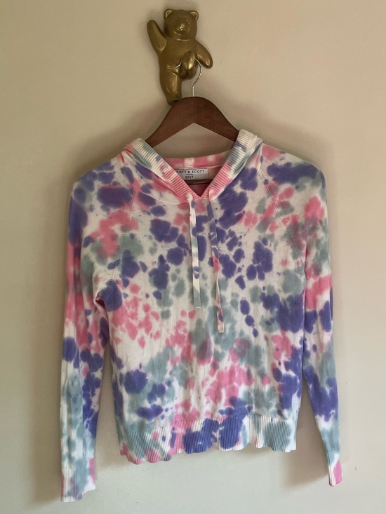 SCOTT & SCOTT LONDON Tops - Scott and Scott London Silk and Cotton Tie-Dye Hoodie Pullover Sweatshirt